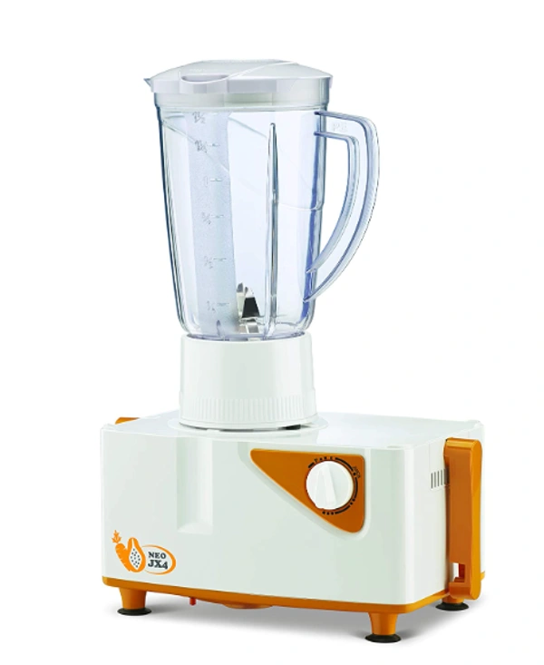 Bajaj Neo JX4 450-Watt Juicer Mixer Grinder with 2 Jars (White/Orange) - 450W, White Orange, 2 Year